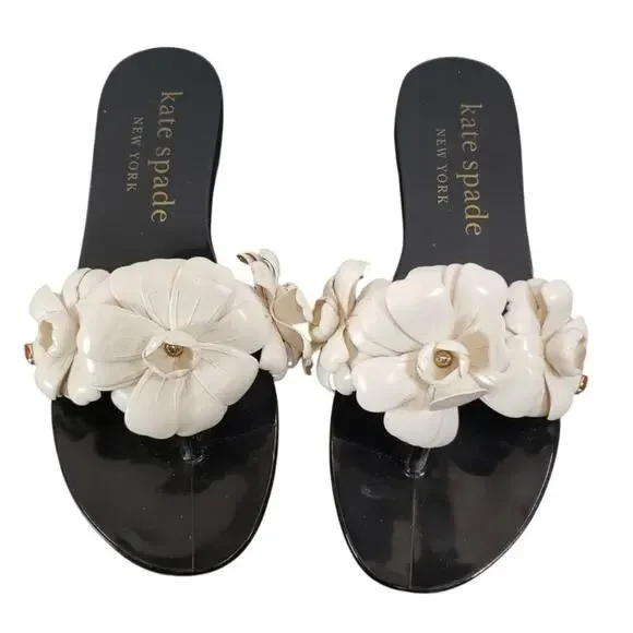 Kate Spade Women's Black White Floral Sandals US Sz‎
